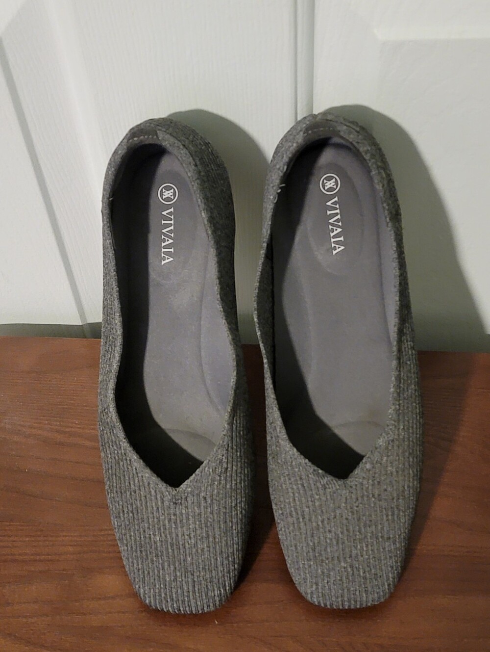 VIVAIA Margot Casual Flats,Washable Square Toe Ballet Shoes,Grey Size 40.5/9.5